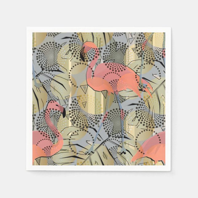 Serviette En Papier Flamants roses sur un arrière - plan abstrait. (Devant)