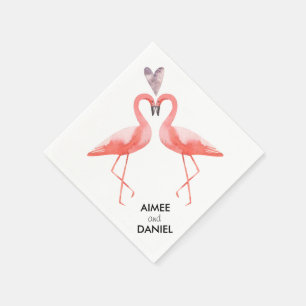 Serviette En Papier Flamants roses tropical mariage