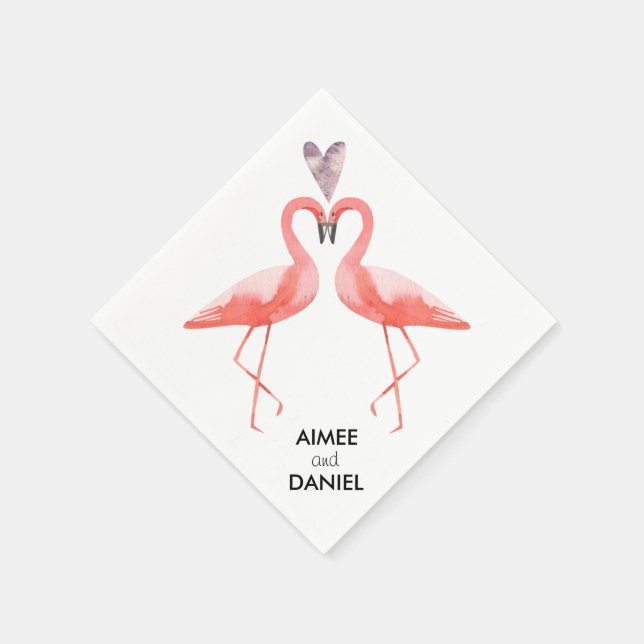 Serviette En Papier Flamants roses tropical mariage (Coin)