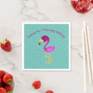 Serviette En Papier Flamazing Flamant rose d'anniversaire