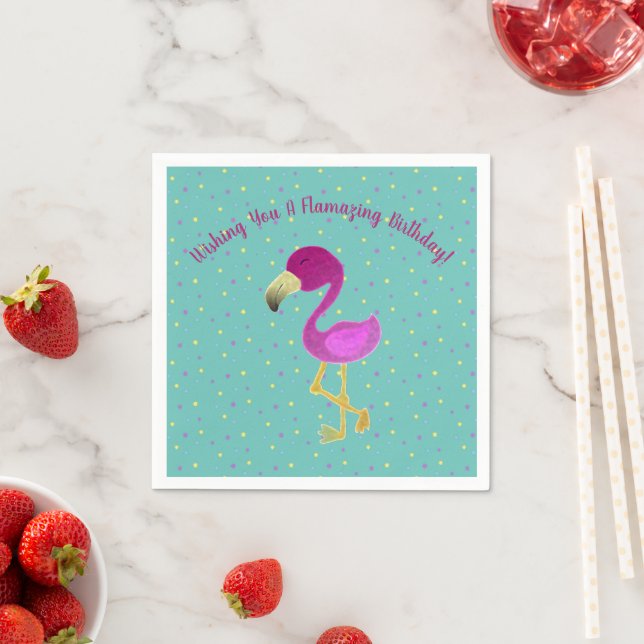 Serviette En Papier Flamazing Flamant rose d'anniversaire (En situation)