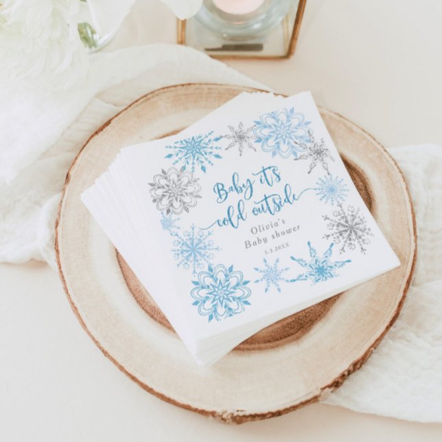 Serviette En Papier Flambeaux d'argent bleu bébé son froid dehors (Créateur téléchargé)