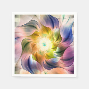 Serviette En Papier Flame colorée Fleur fractale