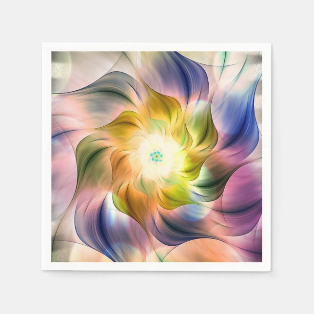 Serviette En Papier Flame colorée Fleur fractale (Devant)