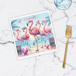 Serviette En Papier Flamingle Beach Party Anniversaire Papier