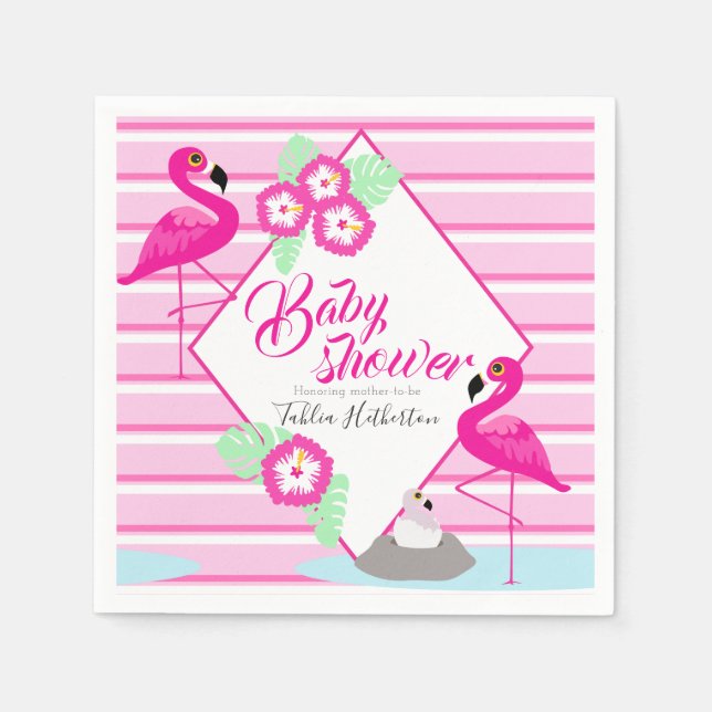 Serviette En Papier Flamingle flamingo baby shower rose graphique (Devant)