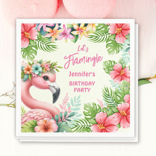 Serviette En Papier Flamingle Girl Pink Flamant rose fête d'anniversai