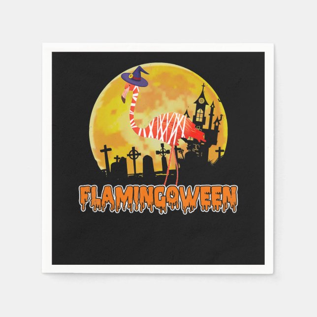 Serviette En Papier Flamingo | Flamingoween Funny Witch Halloween (Devant)
