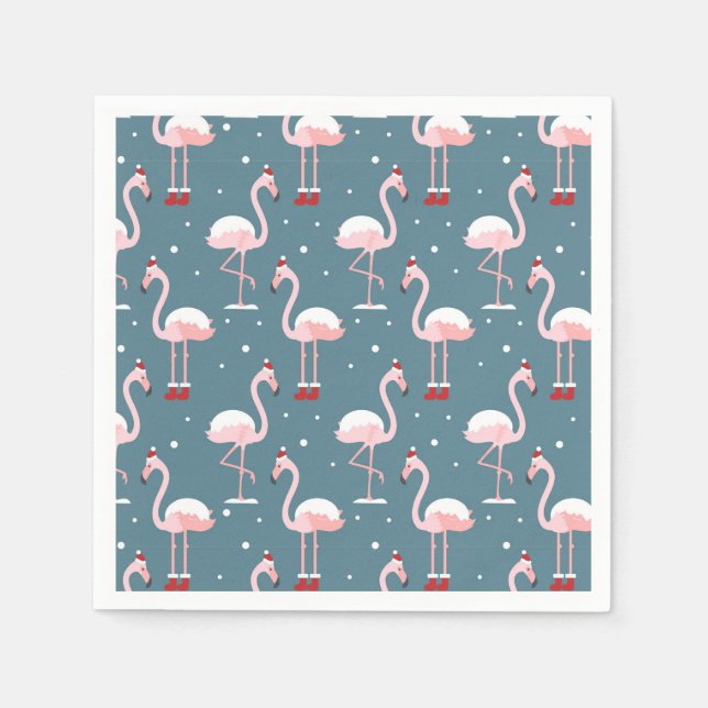 Serviette En Papier Flamingo Noël Tropical (Devant)
