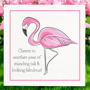 Serviette En Papier Flamingo Rose Anniversaire / À une autre année  