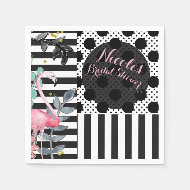 Serviette En Papier Flamingo Rose Polka Danse Fun Fête d'Été (Devant)