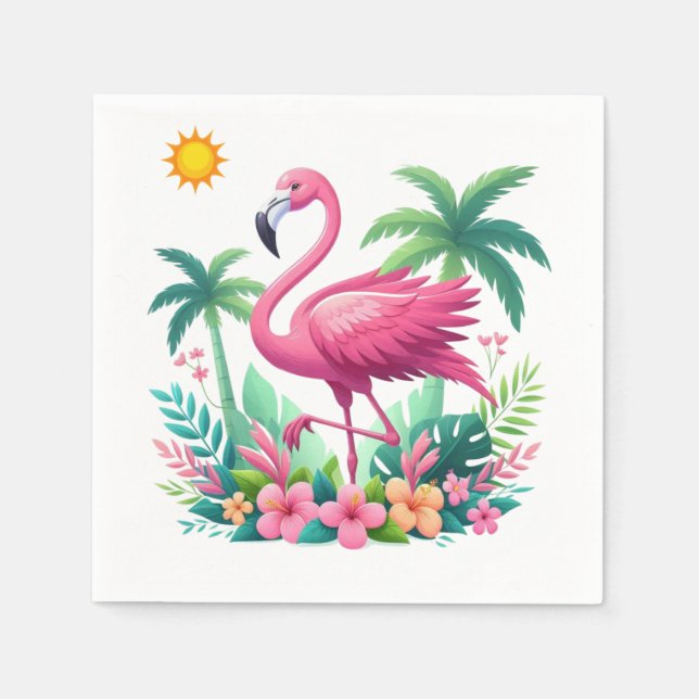 Serviette En Papier Flamingo rose tropicale/Floride (Devant)