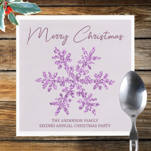 Serviette En Papier Flamme de neige violette Fête de Noël minimale