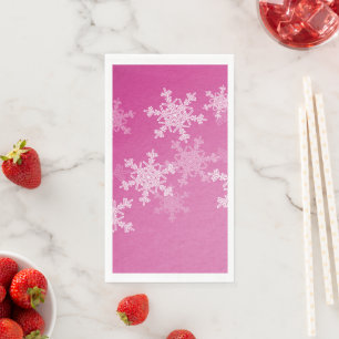 Serviette En Papier Flammes de neige blanches roses Noël minimaliste