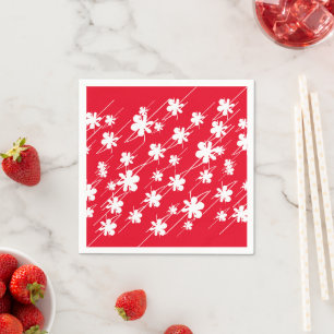 Serviette En Papier Flammes de neige des fêtes de Noël motif rouge b