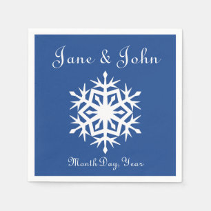 Serviette En Papier Flammes de neige d'hiver dans les serviettes bleue