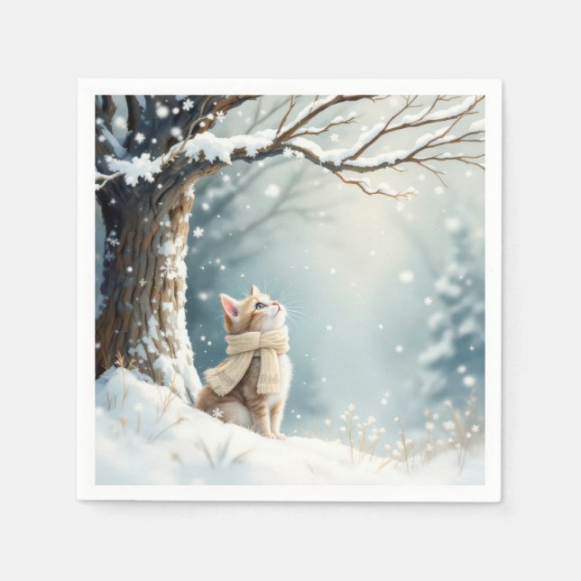 Serviette En Papier Flammes de neige Kitty Watch (Devant)