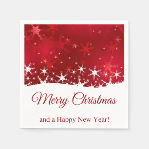 Serviette En Papier Flammes de neige rouges d'hiver de Noël