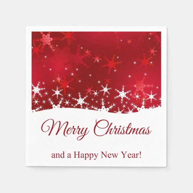 Serviette En Papier Flammes de neige rouges d'hiver de Noël (Devant)