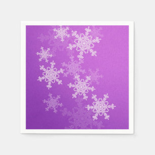 Serviette En Papier Flammes de neige violettes blanches Noël minimalis