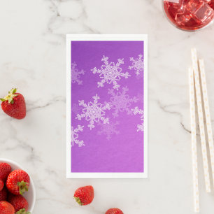 Serviette En Papier Flammes de neige violettes blanches Noël minimalis