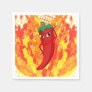 Serviette En Papier Flammes d'incendie rouge à poivron chaud