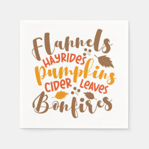 Serviette En Papier Flannels Hay Rides Citrouille cidre Feuilles Bonfi