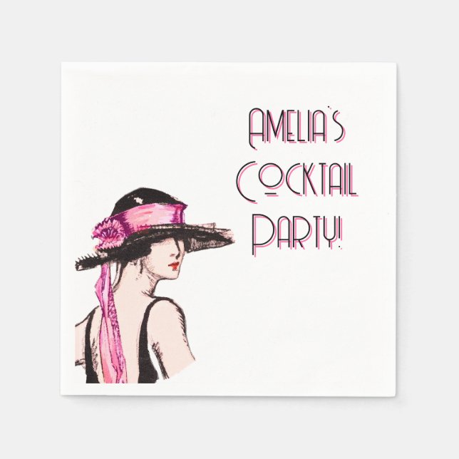Serviette En Papier Flapper Girl Cocktail Party personnalisée (Devant)