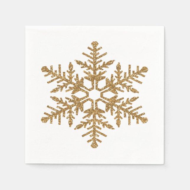 Serviette En Papier Fléau de neige Gold Faux Parties scintillant (Devant)