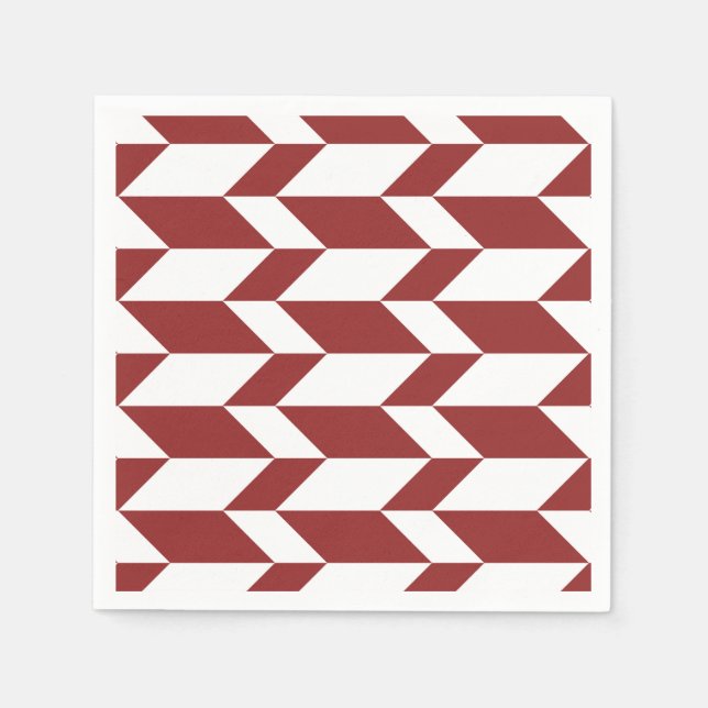 Serviette En Papier Flèche Chevron Gras Deux Tons Blancs Rouge (Devant)