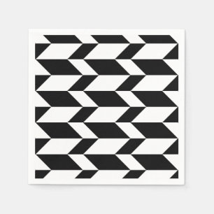Serviette En Papier Flèche Chevron Gras Deux Tons Bleu Noir & Blanc