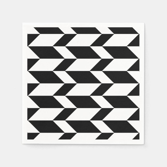 Serviette En Papier Flèche Chevron Gras Deux Tons Bleu Noir & Blanc (Devant)