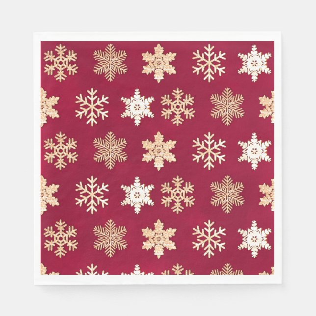 Serviette En Papier Flèche de neige en or de canneberge de Noël (Devant)