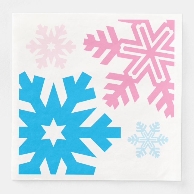 Serviette En Papier Flèches de neige rose et bleu élégant (Devant)