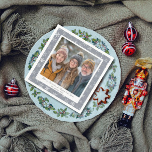 Serviette En Papier Flèches de neige vintage et moderne gris et blanc