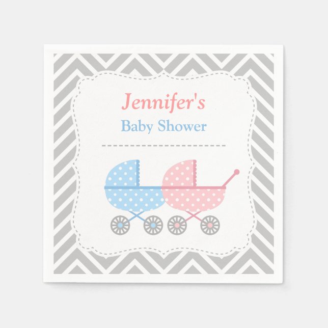 Serviette En Papier Flèches roses bleues Twins Baby shower Fournitures (Devant)