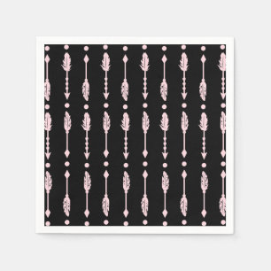 Serviette En Papier Flèches roses et noires Fête d'anniversaire de la