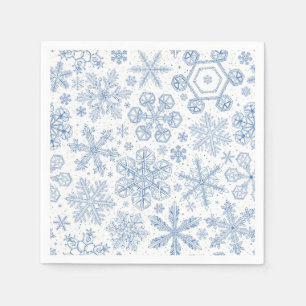 Serviette En Papier Fléchettes de neige grises sur blanc