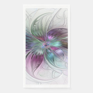 Serviette En Papier Fleur Abstraite Colorée Art Fractal Floral Moderne