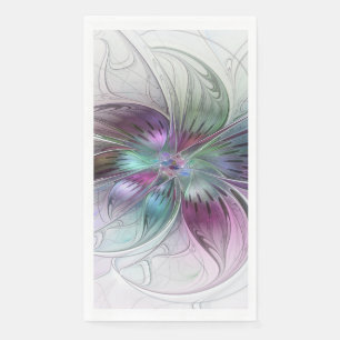 Serviette En Papier Fleur Abstraite colorée Art moderne floral fractal