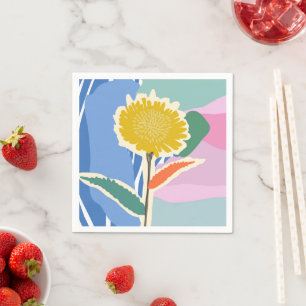 Serviette En Papier Fleur abstraite Dandelion Blocs de couleur Moderne