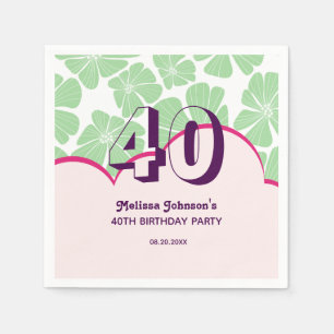 Serviette En Papier Fleur Abstraite de Chamomille Vert Rétro