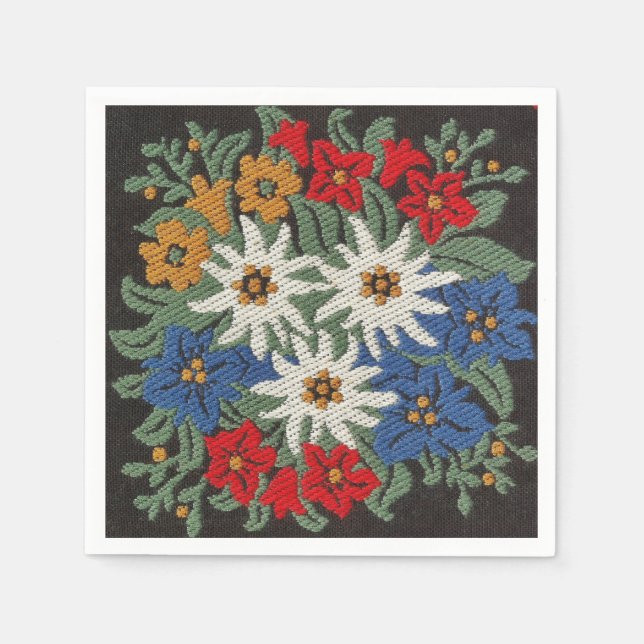 Serviette En Papier Fleur alpine suisse Edelweiss (Devant)