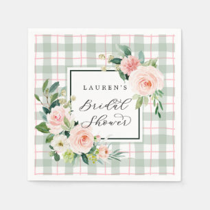 Serviette En Papier Fleur aquarelle   Pastel Plaid Fête des mariées