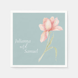 Serviette En Papier Fleur aquarelle pêche