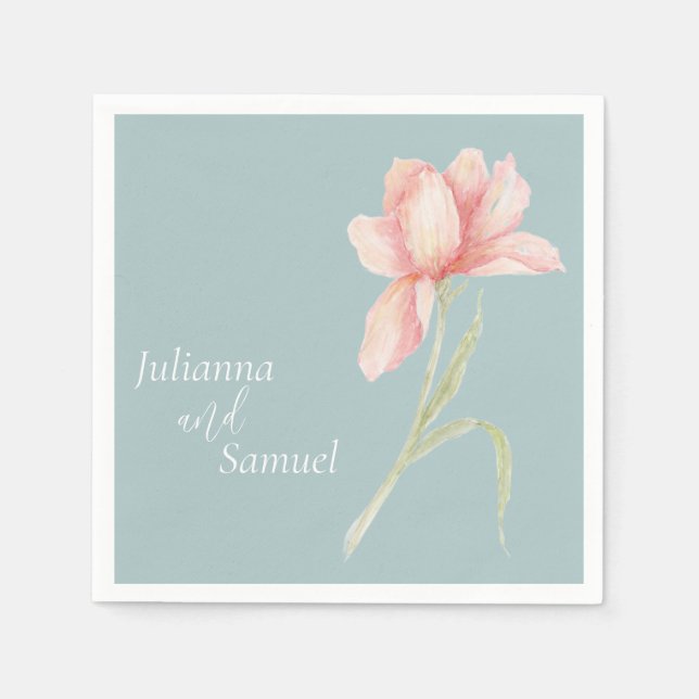 Serviette En Papier Fleur aquarelle pêche  (Devant)