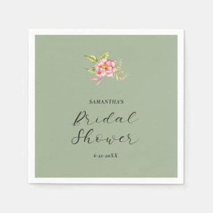 Serviette En Papier Fleur aquarelle rose   Enterrement de vie de jeune
