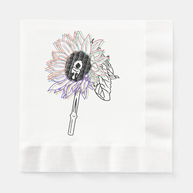 Serviette En Papier Fleur Arc-en-ciel Art Funky (Devant)