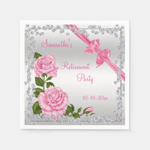 Serviette En Papier Fleur, arcs et retraite roses de diamants
