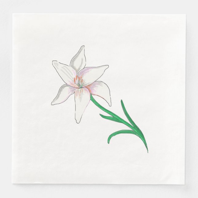 Serviette En Papier Fleur blanche (Devant)